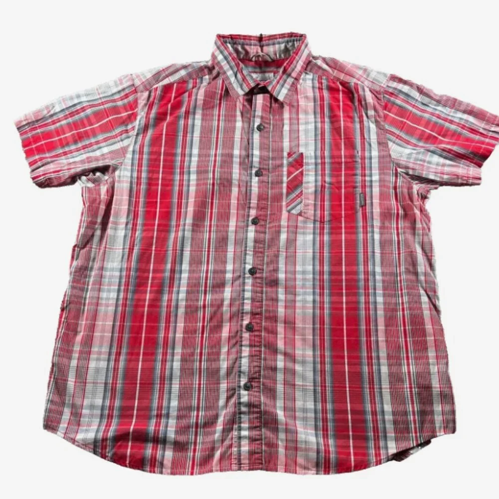 Columbia Shirt Mens XL Red White Omni-Wick Decoy Rock Fishing Hiking Pocket‎